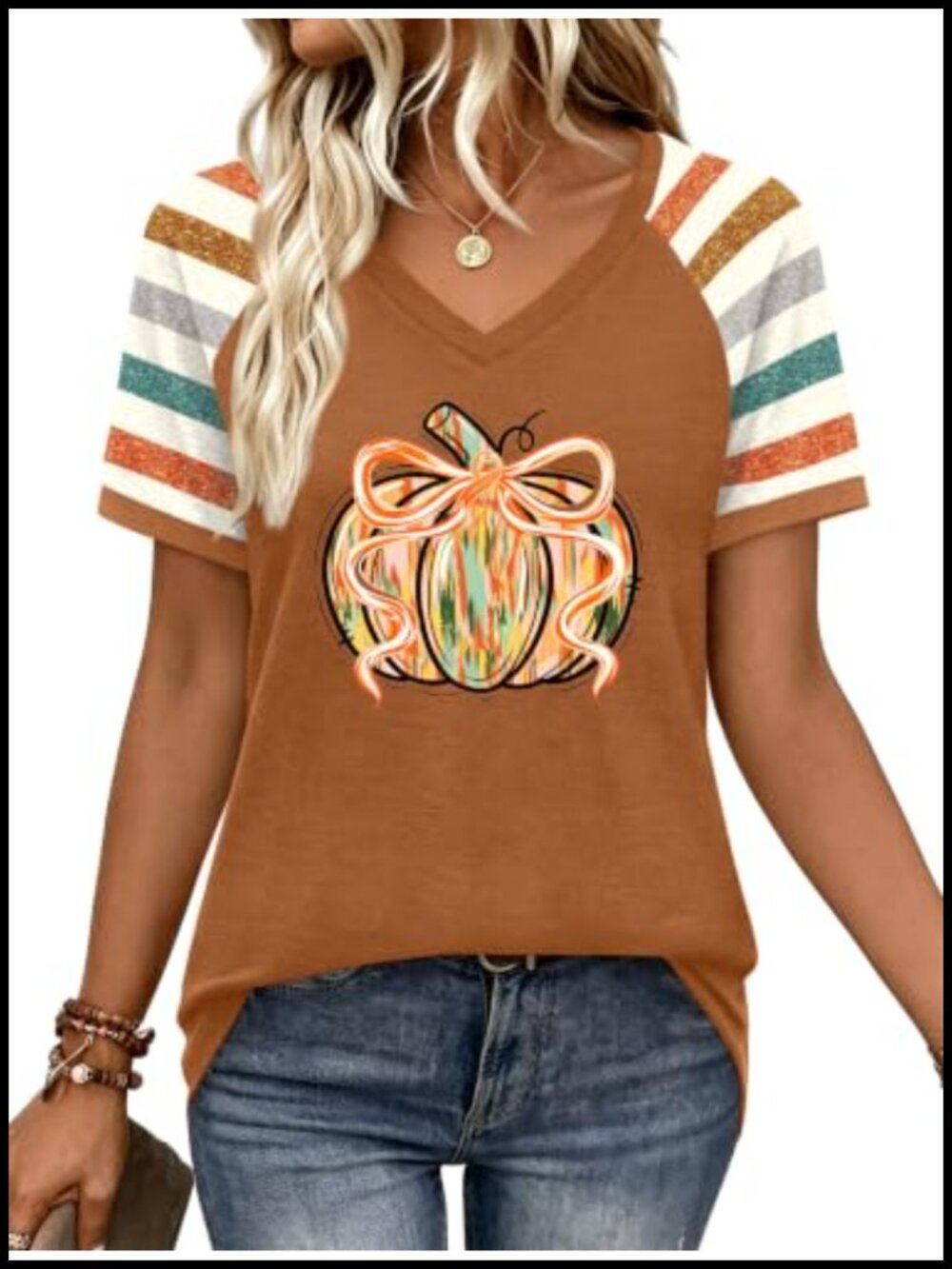 Women's Halloween Ghost V-Neck Raglan T-Shirt Leopard Plaid
